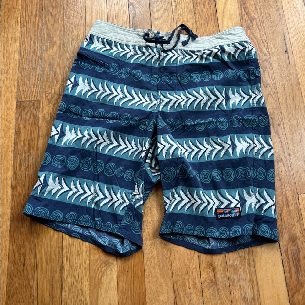 Blue striped Patagonia swim trunks size 32